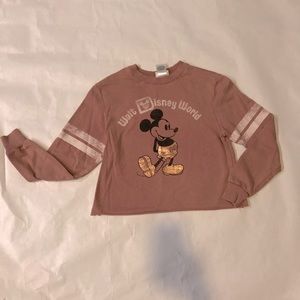 Disney Parks Mickey Mouse cropped sweat shirt football style